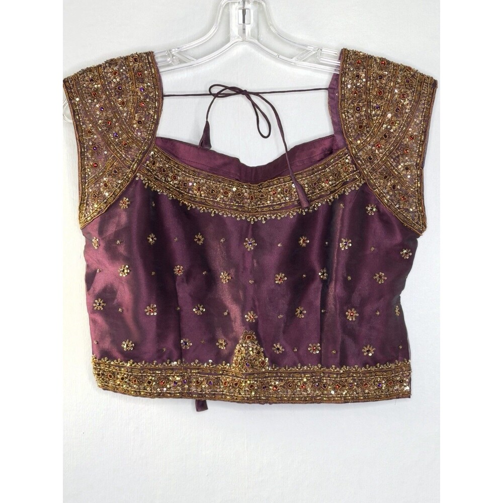 Women’s Bohemian Festival Purple Top Traditional Bead & Gold Work Sz.S-M #25